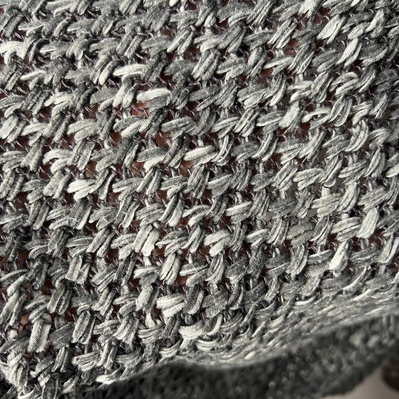 Eileen Fisher Knit Cardigan Charcoal Gray Linen Open Front Long Sleeve Sz L - Picture 4 of 5